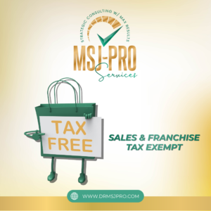 sales & franchise tax exempt